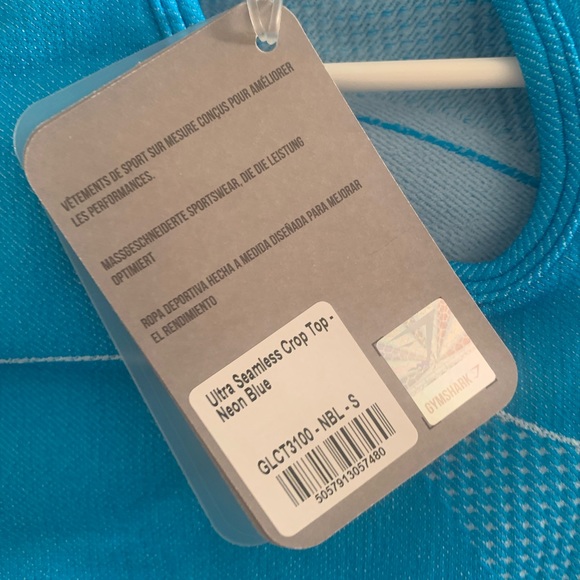Gymshark ultra seamless crop top size small new with tags neon blue - Picture 3 of 3